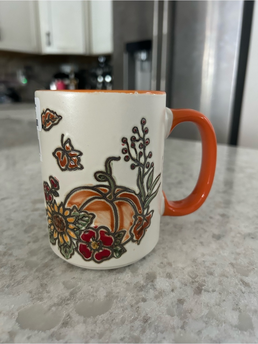 “New” Eli + Ana Festive Pumpkin Ceramic Mug with Orange Handle